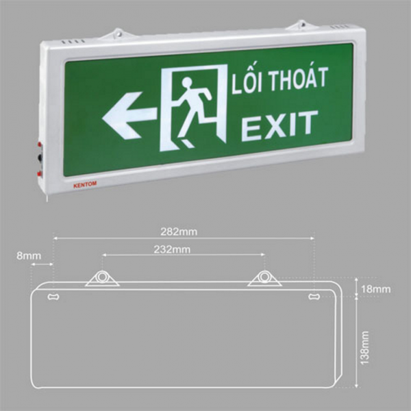 Đèn Exit thoát hiểm KT120/Kentom 2 mặt