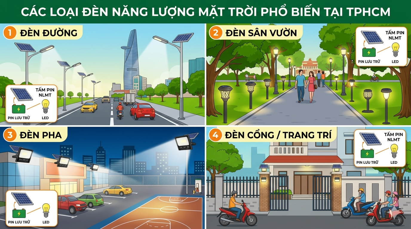 Các Loại Đèn NLMT Phổ Biến Tại TPHCM