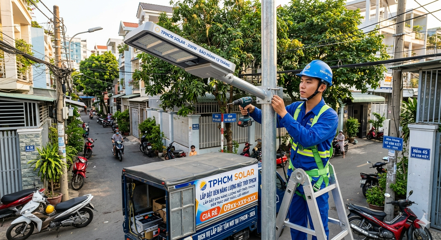 Đèn Năng Lượng Mặt Trời TPHCM — Lắp Đặt Tận Nơi, Giá Rẻ, Bảo Hành 12 Tháng [2026]