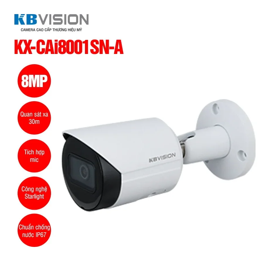 Camera IP thân trụ 8MP KBVISION KX-CAi8001SN-A