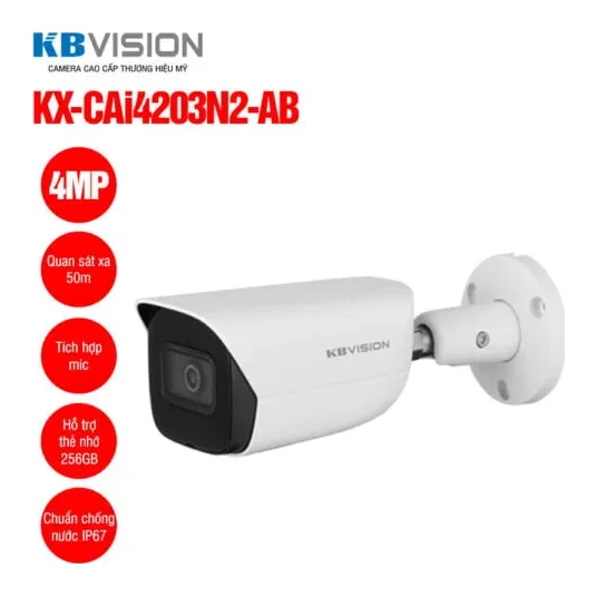 Camera IP thân trụ 4MP KBVISION KX-CAi4203N2-AB