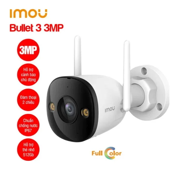 Camera Wifi ngoài trời Full Color iMOU IPC-S3EP-3M0WE (Bullet 3 3MP)