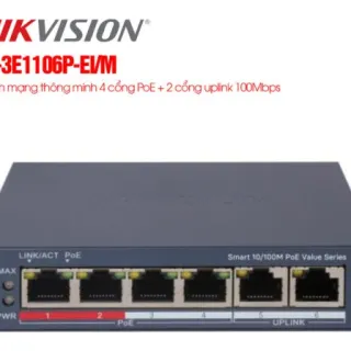 Switch mạng 4 cổng PoE HIKVISION DS-3E1106P-EI/M