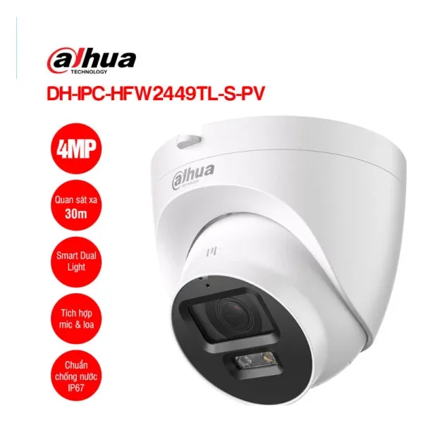 Camera IP 4MP Dome DAHUA DH-IPC-HDW2449T-S-PV