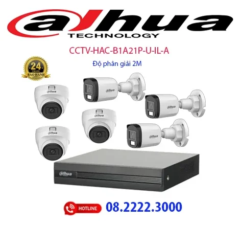 Lắp đặt bộ 6 camera Analog Dahua -  CCTV-HAC-B1A21P-U-IL-A