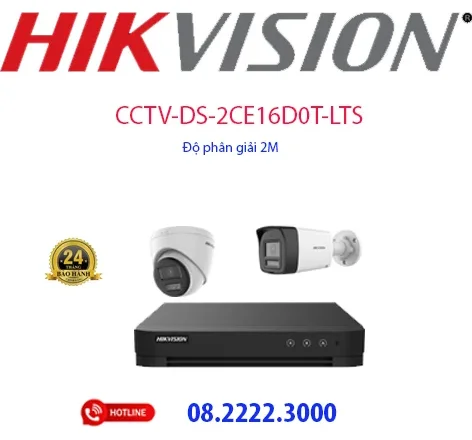 Lắp đặt bộ 2 camera Analog HIKVISION -  CCTV-DS-2CE16D0T-LTS