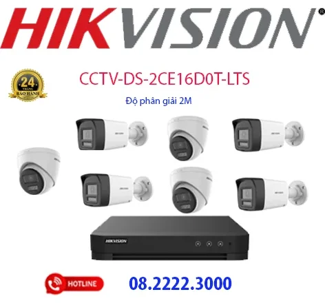 Lắp đặt bộ 7 camera Analog HIKVISION -  CCTV-DS-2CE16D0T-LTS