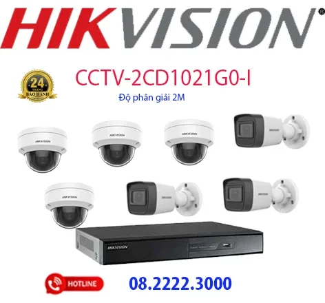 Lắp đặt bộ 7 camera IP Hikvision -  CCTV-2CD1021G0-I
