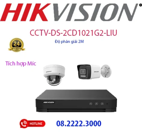 Lắp đặt bộ 2 camera IP Hikvision -  CCTV-2CD1021G2-LIU ( có míc )