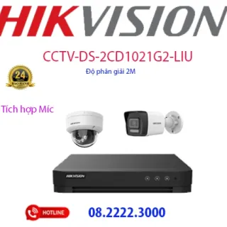Lắp đặt bộ 2 camera IP Hikvision -  CCTV-2CD1021G2-LIU ( có míc )