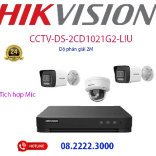 Lắp đặt bộ 3 camera IP Hikvision -  CCTV-2CD1021G2-LIU ( có míc )