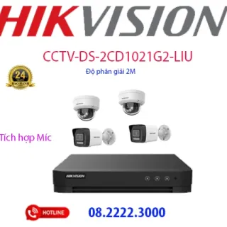 Lắp đặt bộ 4 camera IP Hikvision -  CCTV-2CD1021G2-LIU ( có míc )