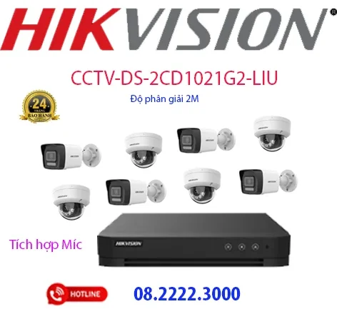Lắp đặt bộ 8 camera IP Hikvision -  CCTV-2CD1021G2-LIU ( có míc )