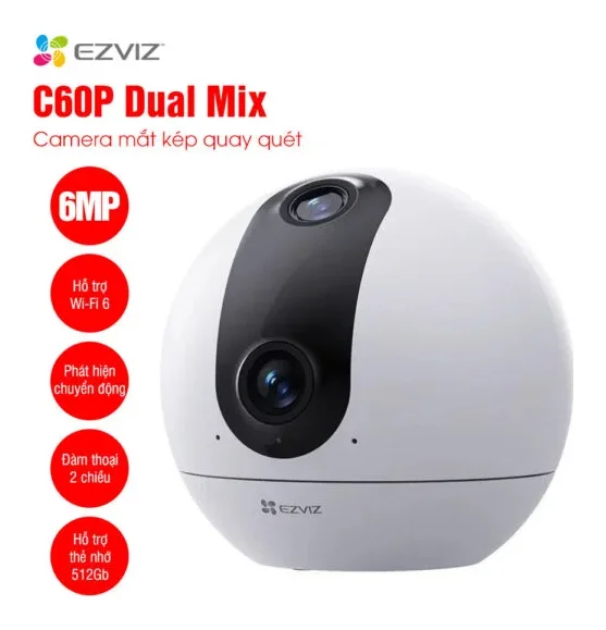 Camera mắt kép quay quét EZVIZ C60P 2K+ Dual Mix (Trong nhà)