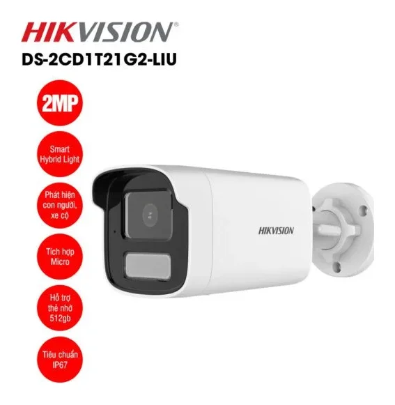 Camera IP 2MP thân trụ HIKVISION DS-2CD1T21G2-LIU