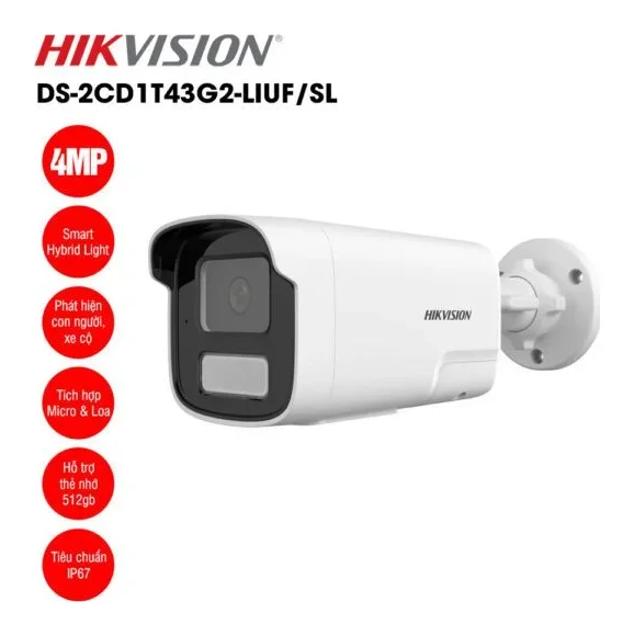 Camera IP 4MP thân trụ HIKVISION DS-2CD1T43G2-LIUF/SL