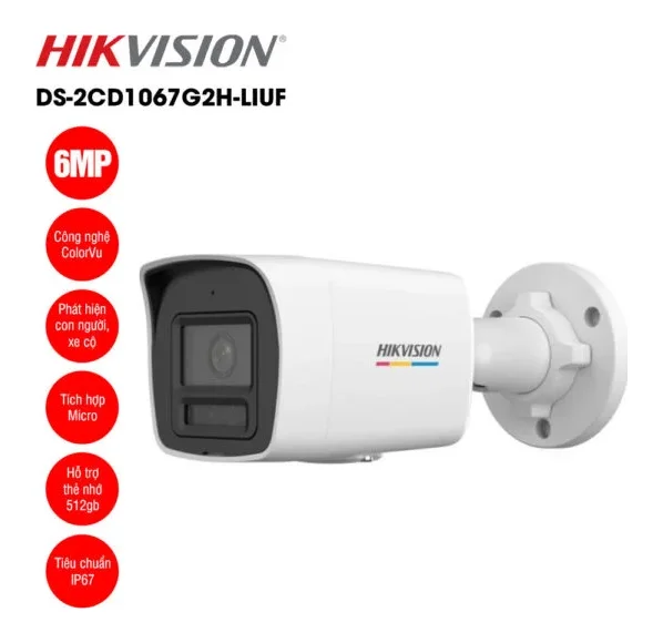 Camera IP 6MP thân trụ HIKVISION DS-2CD1067G2H-LIUF