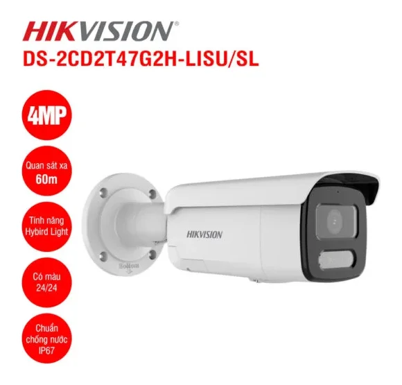 Camera IP 4MP Hikvision DS-2CD2T47G2H-LISU/SL