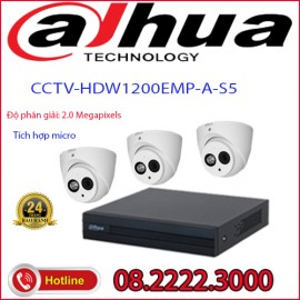 Lắp đặt trọn bộ 3 camera quan sát DAHUA CCTV-HDW1200EMP-A-S5