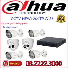 Lắp đặt trọn bộ 6 camera quan sát DAHUA CCTV-HDW1200EMP-A-S5