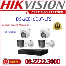 Lắp đặt trọn bộ 4 camera quan sát HIKVISION CCTV-2CE16D0T-LFS